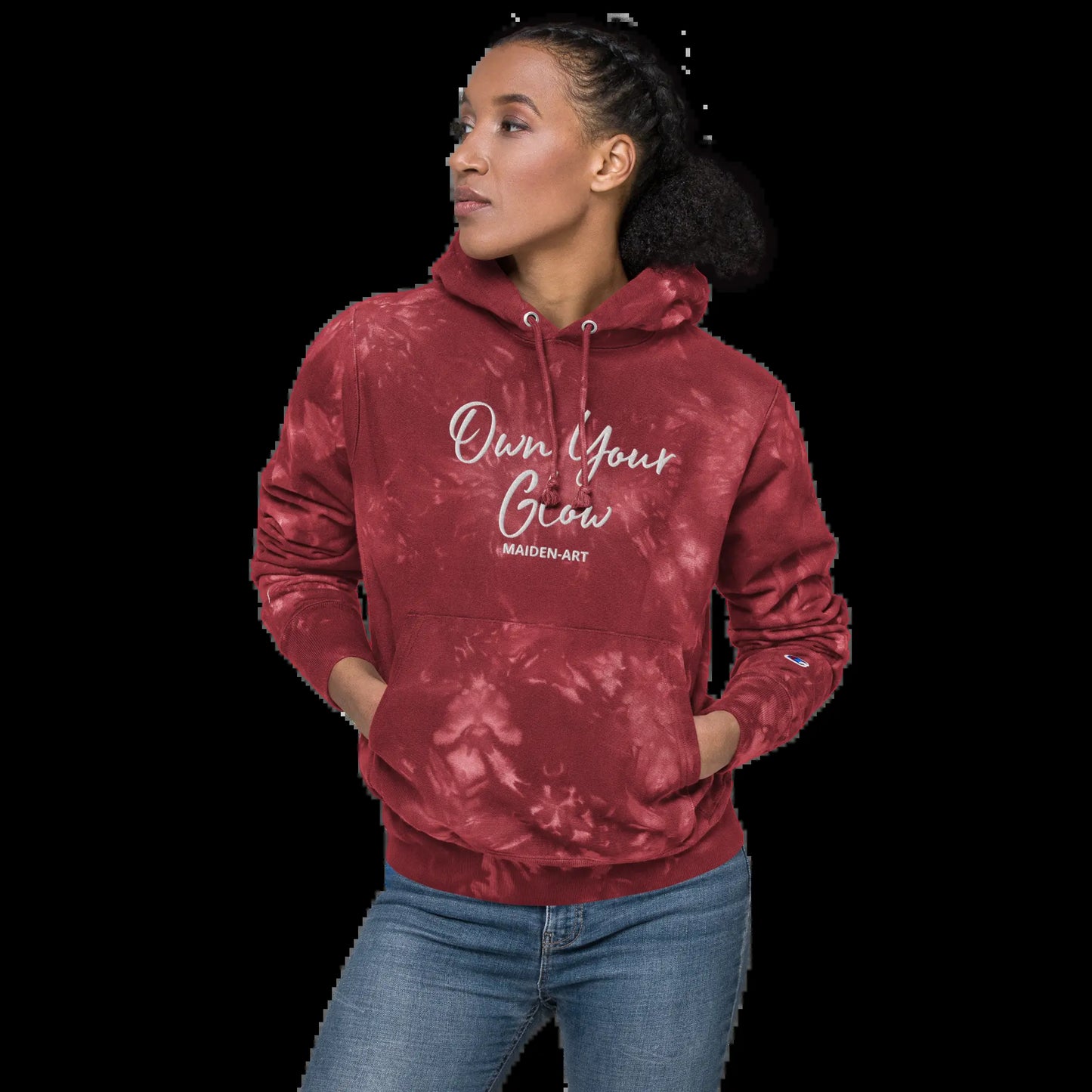 Own Your Glow Unisex Champion Tie-Dye Hoodie with Embroidery | Champion Hoodie.
