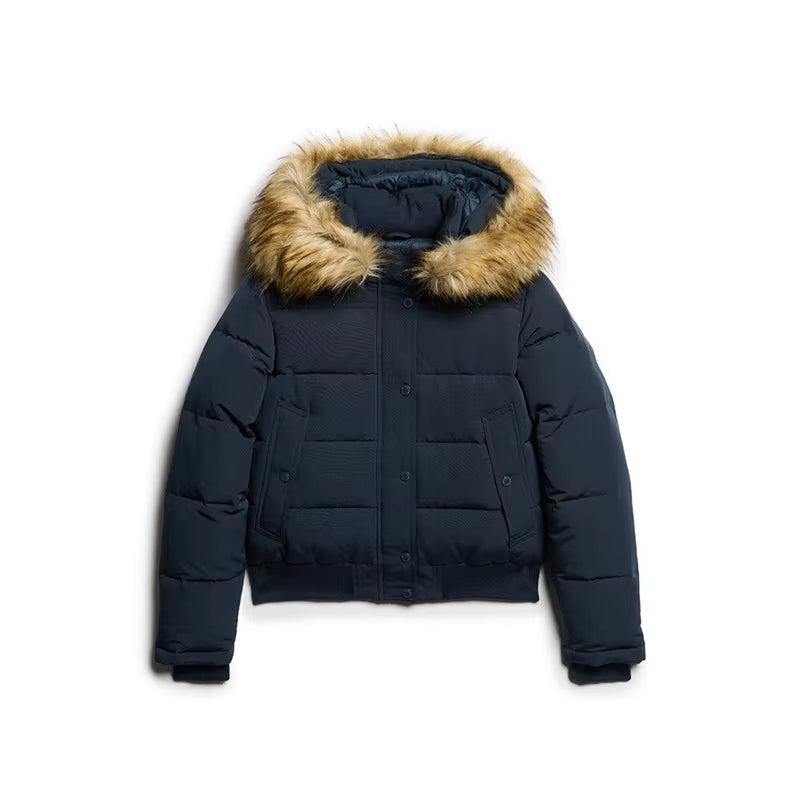 Hooded Cotton Coats for Woman Fluffy Faux Fur Hood Zip Vintage Outwear Autumn Trendy Warmed Casual Women'S Outdoor Chic Clothes