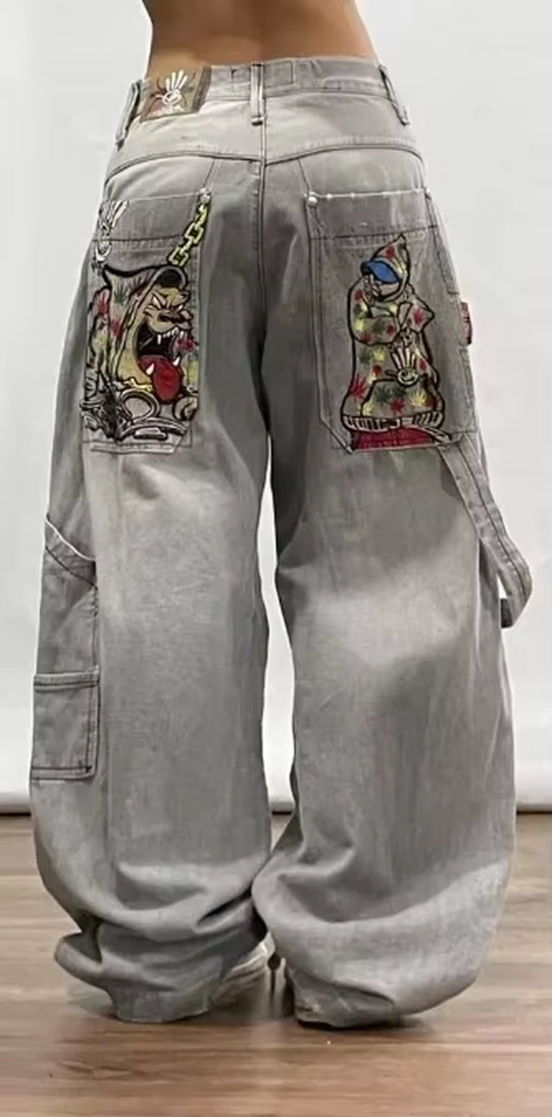 American Hip-Hop Retro Loose Jeans Women'S Y2K New Tide Harajuku High Waist Wide Leg Pants Gothic Wide Pants Street Pants Male