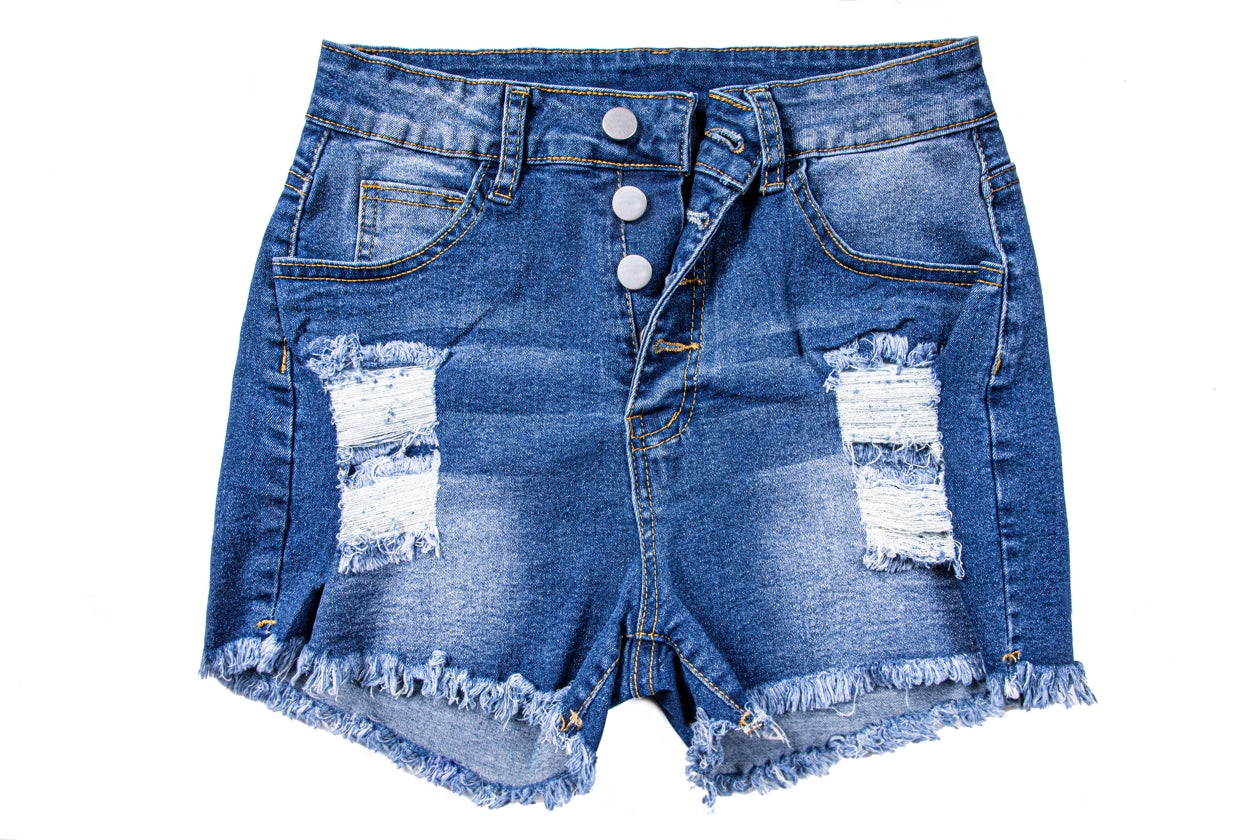 Womens Mid-High Rise Ripped Jean Shorts Distressed Stretchy Denim Shorts.