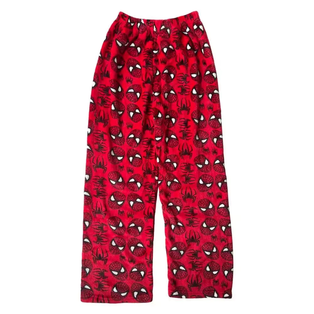 2025 New Y2K Hello Kitty Spiderman Sleeping Pants Anime Pajama Pants Flannel Soft Casual Pants Cartoon Home Trousers Couple Gift