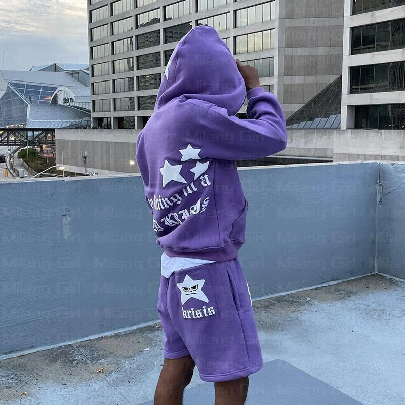 Zip Hoodie Stars Print Goth Punk Sweatshirt Men'S Hoodies Sport Coat Pullover Gothic Long Sleeve Oversized Hoodie Y2K Jacket Emo.