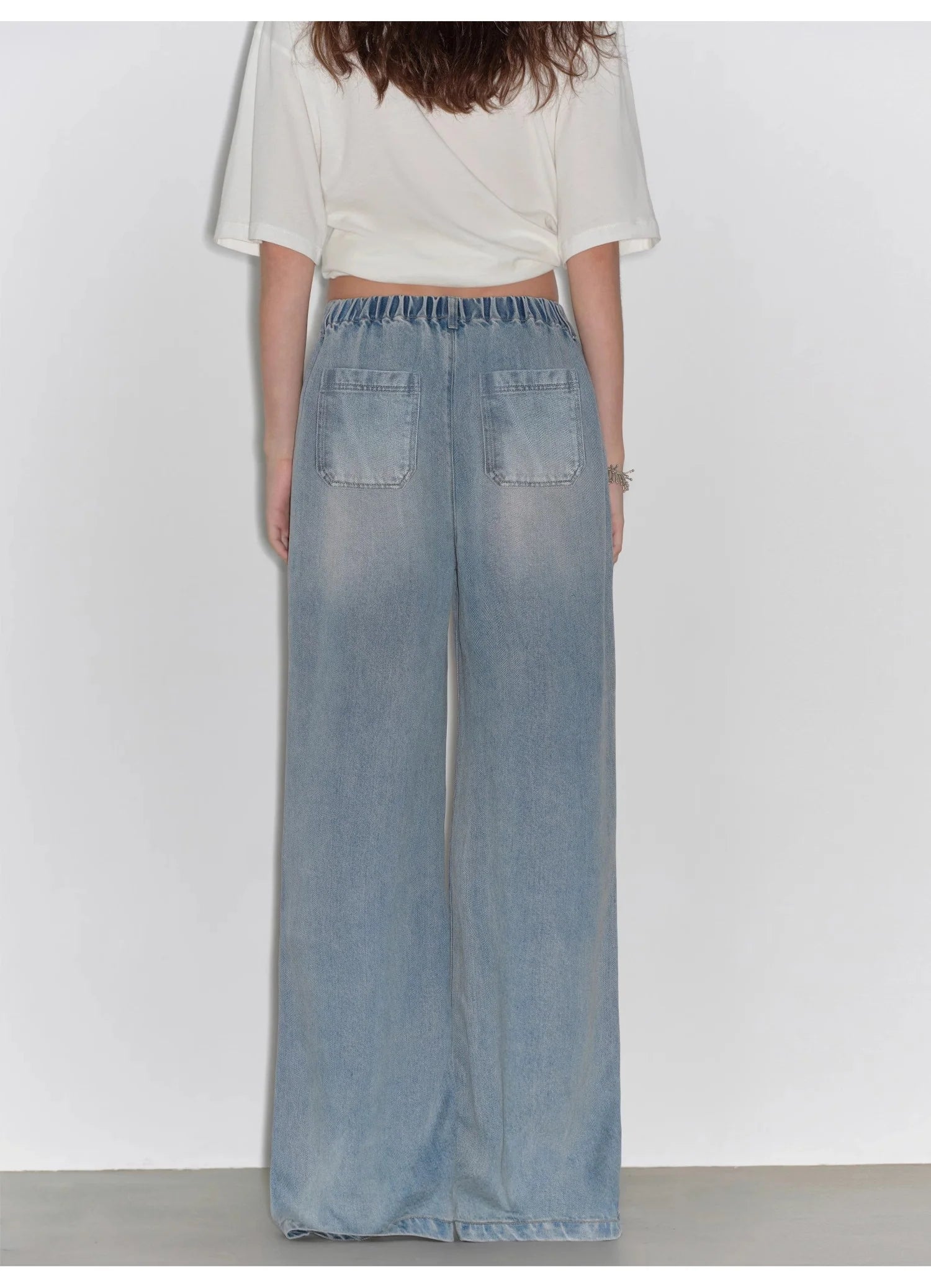 "Dream Street" Cool Lyocell Denim Drape Relaxed Elastic Waist Straight Leg Wide Leg Pants Summer