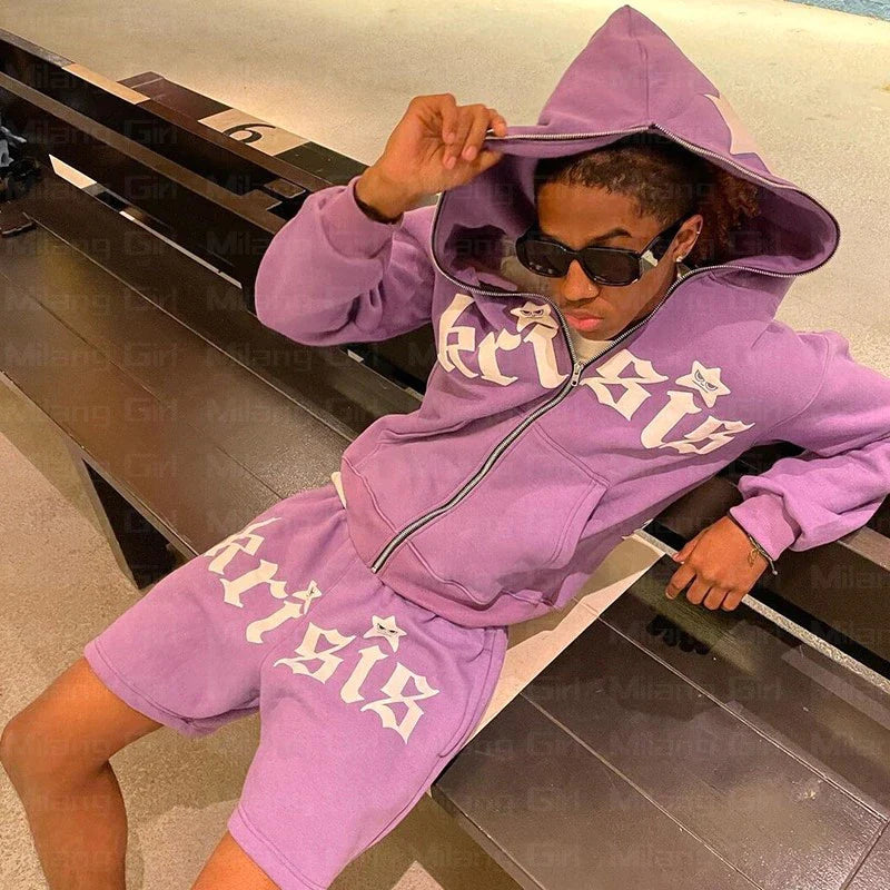 Zip Hoodie Stars Print Goth Punk Sweatshirt Men'S Hoodies Sport Coat Pullover Gothic Long Sleeve Oversized Hoodie Y2K Jacket Emo.