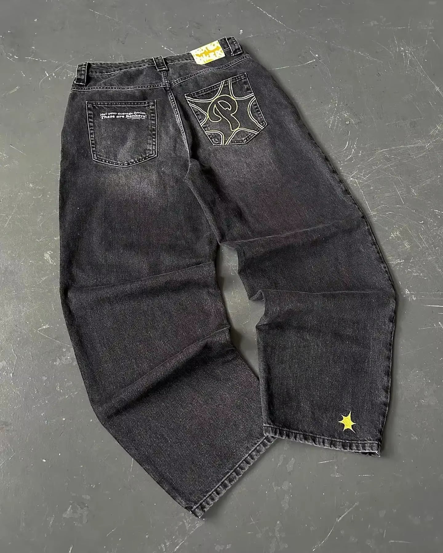 American Hip-Hop Retro Loose Jeans Women'S Y2K New Tide Harajuku High Waist Wide Leg Pants Gothic Wide Pants Street Pants Male