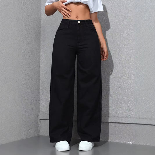 Jeans Women Vintage Wide Leg Pants Denims High Waist Washed Distressed Basics Straight Trousers 2025 Streetwear Floor Length