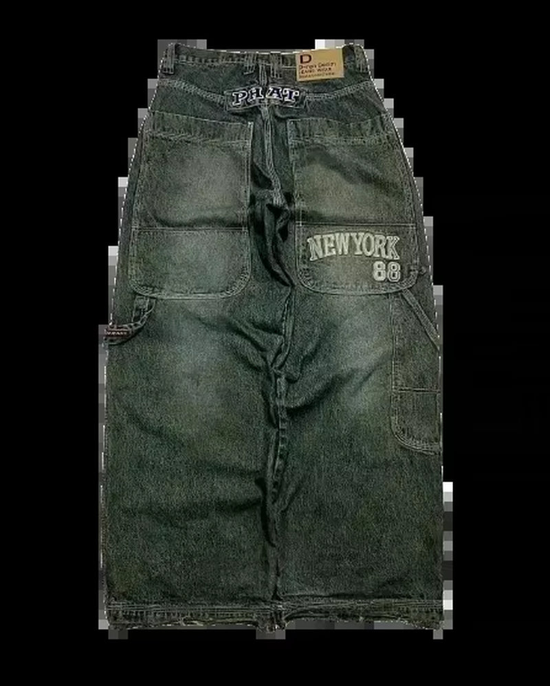 American Hip-Hop Retro Loose Jeans Women'S Y2K New Tide Harajuku High Waist Wide Leg Pants Gothic Wide Pants Street Pants Male